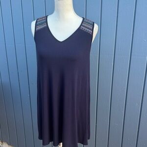 Green Envelope Navy Tank Top with Patterned Straps
